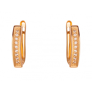 Золотые серьги с цирконием куб. (01-200404851) фотография