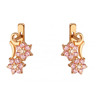 Золотые серьги с цирконием куб. (01-200473951) фотография