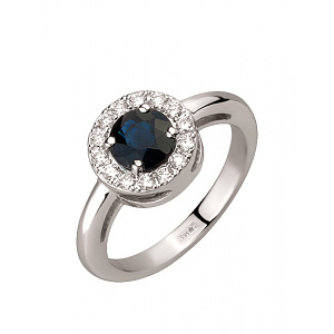 Золотое кольцо с бриллиантами  и  корундом (01-200749351) фотография