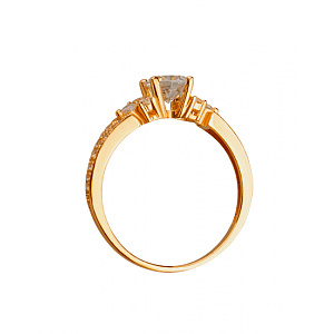 Золота каблучка з фіанітом (цирконієм куб.) (01-200810851) фотографія