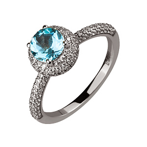 Золота каблучка з топазом  та  цирконіями (2б_к-158) фотографія