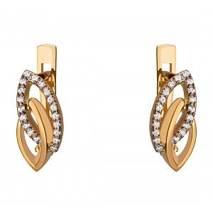 Золотые серьги с циркониями (8с-170) фотография