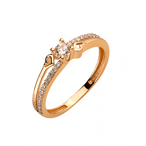 Золотое кольцо с цирконием куб. (01-200336452) фотография