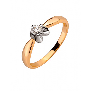 Золотое кольцо с бриллиантом (01-200355452) фотография