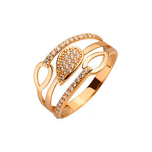 Золотое кольцо с цирконием куб. (01-200364852) фотография