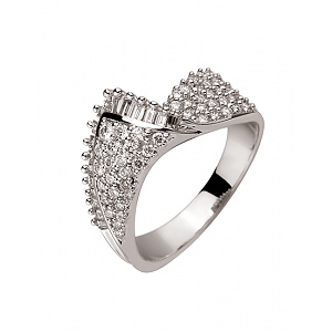 Золота каблучка з діамантами (01-200418452) фотографія