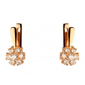 Золотые серьги с цирконием куб. (01-200422752) фотография