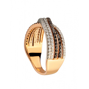 Золотое кольцо с цирконием куб. (01-200535152) фотография