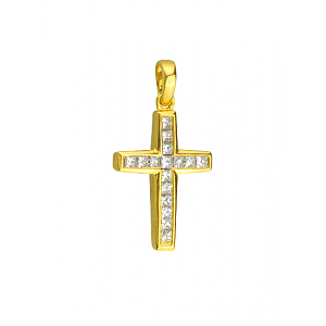 Золотой  крестик с бриллиантами (01-200740152) фотография