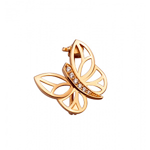 Золота брошка з фіанітами (кубічним цирконієм) (1б_бр-001) фотографія