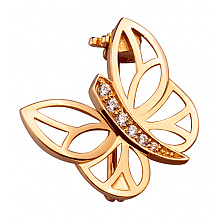 Золота брошка з фіанітами (кубічним цирконієм) (1б_бр-001)