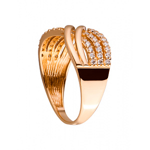 Золотое кольцо с цирконием куб. (01-19319653) фотография