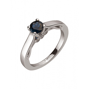 Золотое кольцо с бриллиантами  и  корундом (01-200237253) фотография