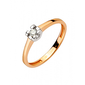 Золотое кольцо с бриллиантом (01-200413853) фотография