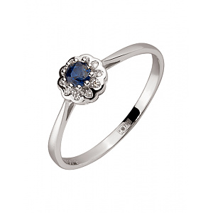 Золота каблучка з діамантами  та  корундом (01-200452953) фотографія