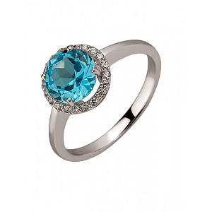 Золота каблучка з топазом  та  цирконієм куб. (01-200590053) фотографія