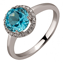 Золота каблучка з топазом  та  цирконієм куб. (01-200590053)