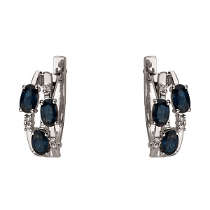 Золоті сережки з діамантами  та  корундами (01-200819353) фотографія