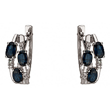 Золоті сережки з діамантами  та  корундами (01-200819353)