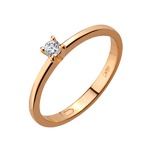 Золота каблучка з фіанітом (1б_к-138) фотографія