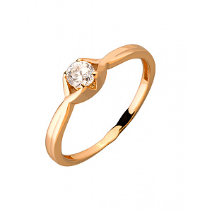 Золотое кольцо с цирконием куб. (01-19333954) фотография