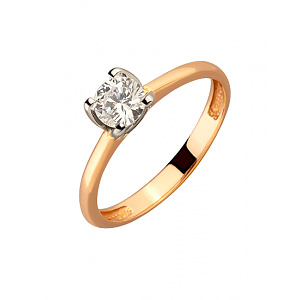 Золотое кольцо с цирконием куб. (01-200104754) фотография