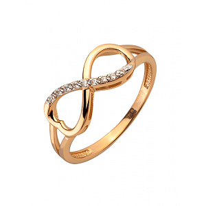 Золотое кольцо с цирконием куб. (01-200243954) фотография