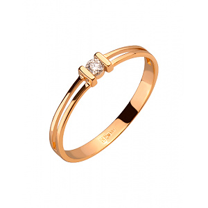 Золота каблучка з діамантом (01-200355454) фотографія