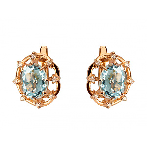 Золоті сережки з топазами  та  цирконієм куб. (01-200510754) фотографія