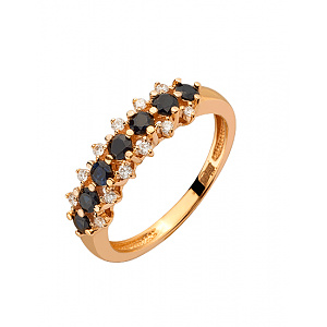 Золота каблучка з діамантами  та  корундами (01-200552654) фотографія