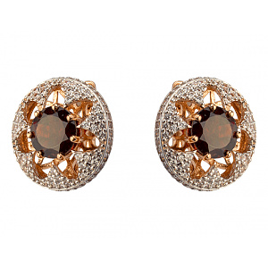 Золотые серьги с гранатами  и  цирконием куб. (01-200563554) картинка Золотые серьги с гранатами  и  цирконием куб. (01-200563554) фотография