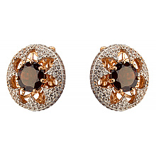 Золотые серьги с гранатами  и  цирконием куб. (01-200563554) Золотые серьги с гранатами  и  цирконием куб. (01-200563554)