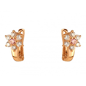 Золоті сережки з цирконієм куб. (01-200603054) фотографія