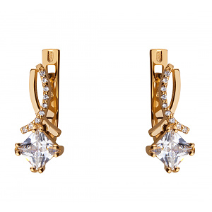 Золотые серьги с камнями Swarovski (8б_с-038) фотография