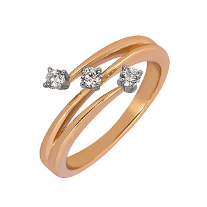 Золота каблучка з фіанітами (4к-276) фотографія