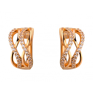 Золоті сережки з цирконієм куб. (01-19083855) фотографія