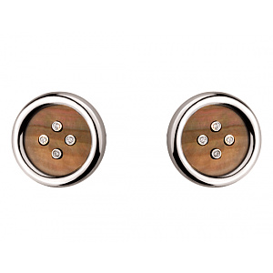 Золоті запонки з діамантами  та  перламутром (01-19133655) фотографія