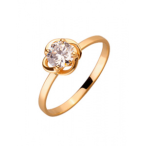 Золотое кольцо с цирконием куб. (01-200034255) фотография