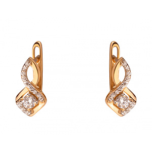 Золотые серьги с цирконием куб. (01-200220455) фотография