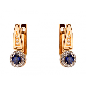 Золотые серьги с цирконием куб. (01-200358755) фотография