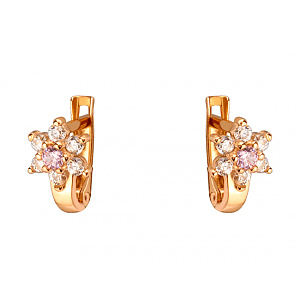 Золоті сережки з цирконієм куб. (01-200462055) фотографія