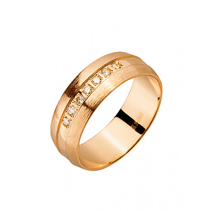 Золота обручка з діамантами (01-200569555) фотографія
