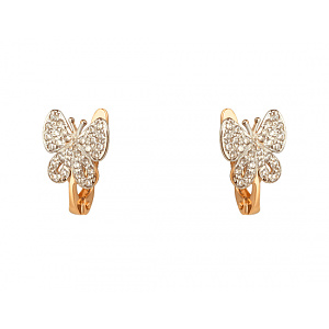 Золотые серьги с фианитом (цирконием куб.) (01-200740155) фотография