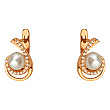 Золотые серьги с жемчугом  и  фианитом (цирконием куб.) 01-200761655 фотография 1