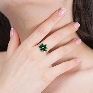 Золота каблучка з фіанітами (2б_к-218) картинка Золота каблучка з фіанітами (2б_к-218) фотографія