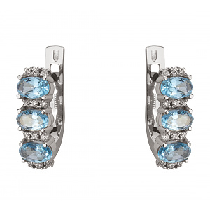 Золотые серьги с топазами  и  циркониями (2с-149) фотография