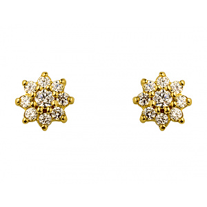 Золотые серьги с цирконием куб. (01-19133656) фотография