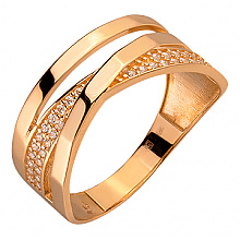 Золотое кольцо с цирконием куб. (01-200283056)