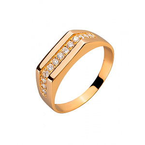 Золотое кольцо с цирконием куб. (01-200343556) фотография