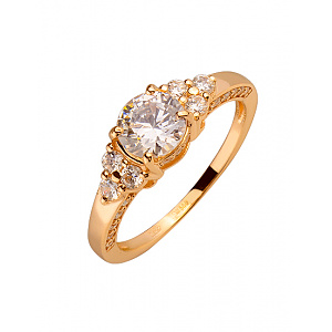 Золотое кольцо с цирконием куб. (01-200364856) фотография